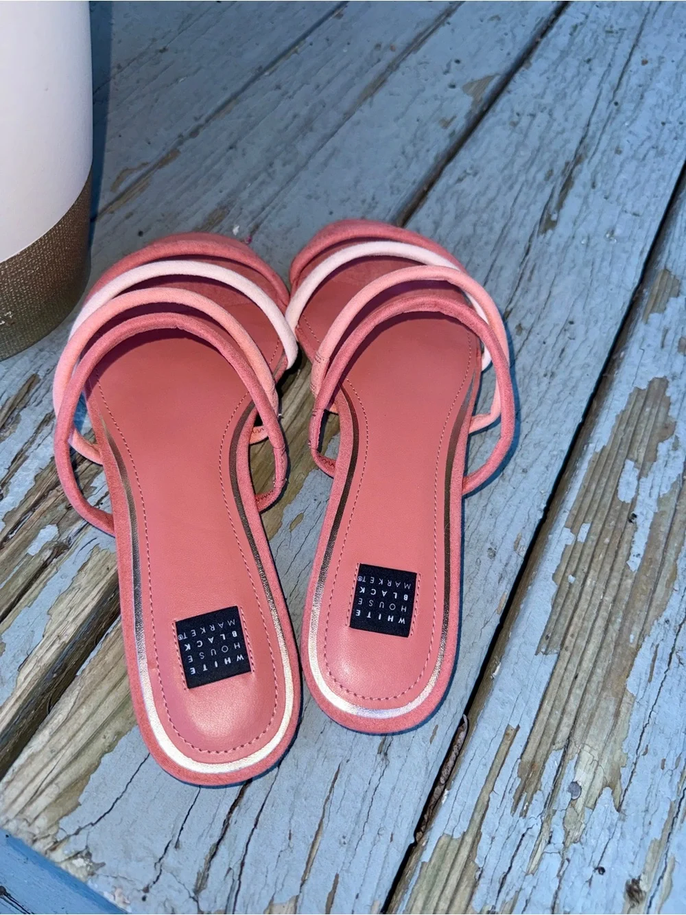 White House Black Market Pink Strappy Slide Sandals - Picture 3 of 4